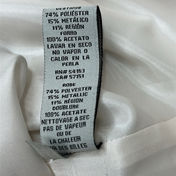 Eliza J Cream Metallic Textured Polka Dot Jeweled Neckline Cocktail Dress Size 8 - Picture 12 of 15